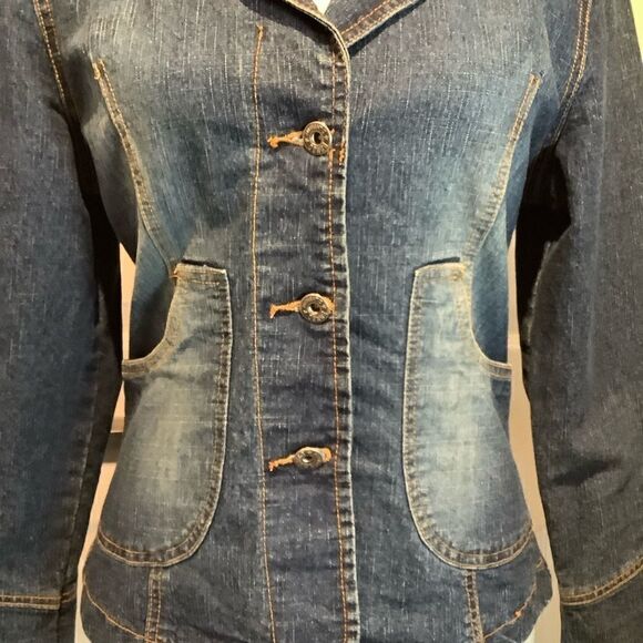 BONGO DENIM BLAZER STYLE BUTTON UP JACKET SIZE 5 - Picture 5 of 9
